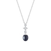 Lantisor argint cu pandantiv perla naturala neagra si cristale DiAmanti SK25230N_B-G